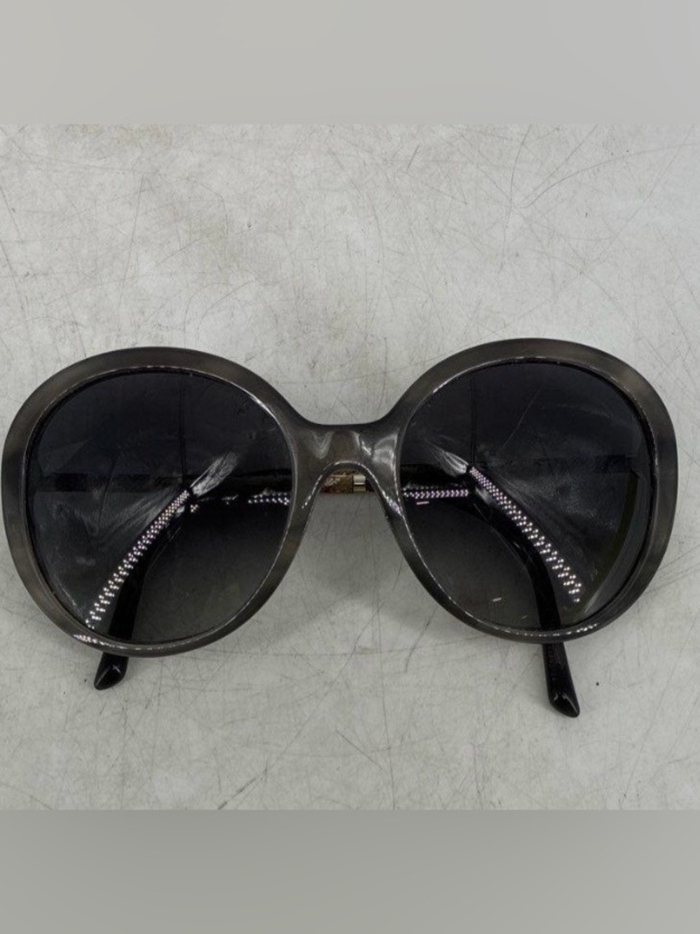 Burberry Oversized Round Sunglasses - Black Grey Authenticated w COA